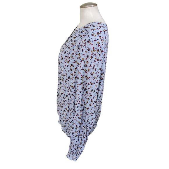 LTS Light Blue, floral V Neck Blouse - Picture 3 of 7